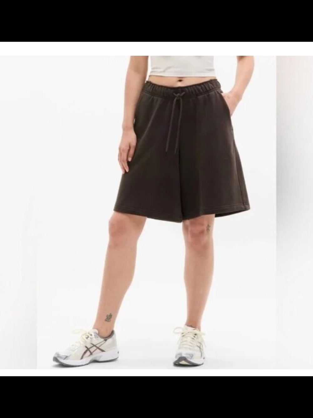 Athleta Thick Terry Wide-Leg Drawstring Women’s Shorts Brown